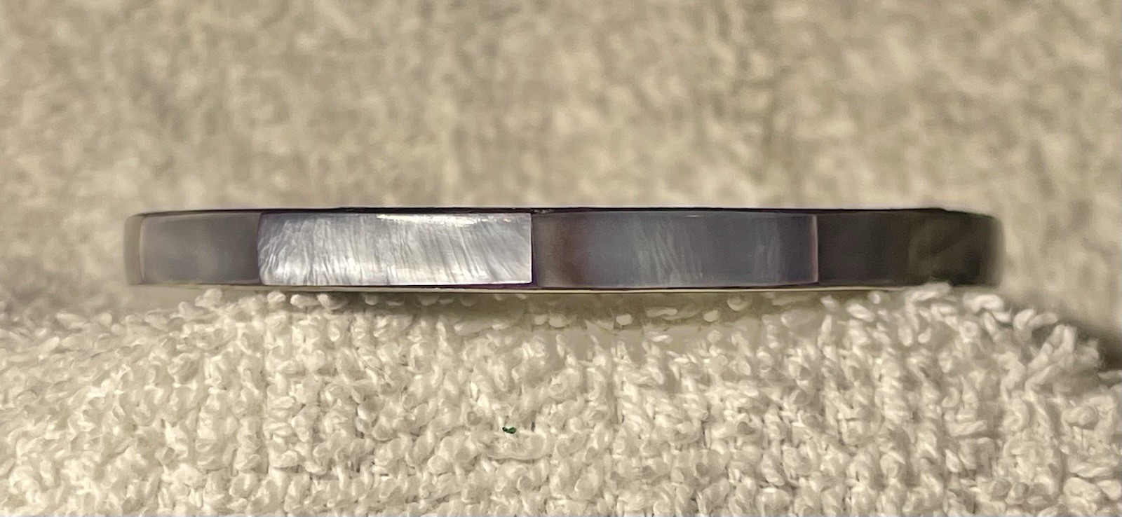Slate Blue Gray Abalone Inlay Shell Bangle Bracelet Beach Jewelry Silver Tone
