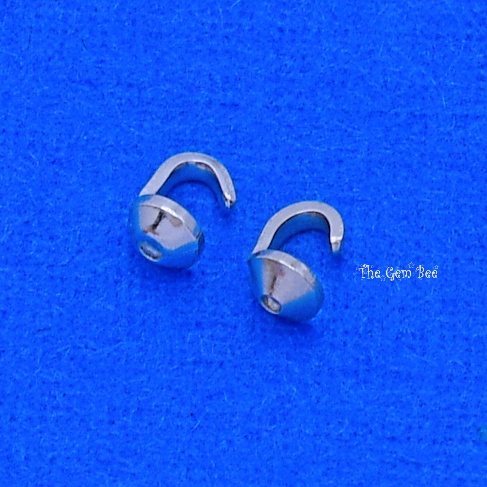 14K Solid White Gold Crimp Hook Bead Tip Cup End Findings Quantity: (2)