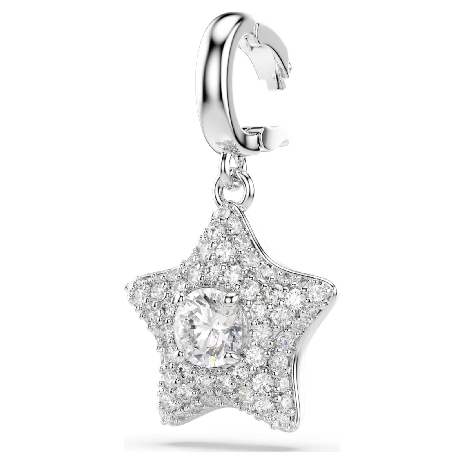 Swarovski Sublima charm Round cut, Star, White, Rhodium plated 5760562