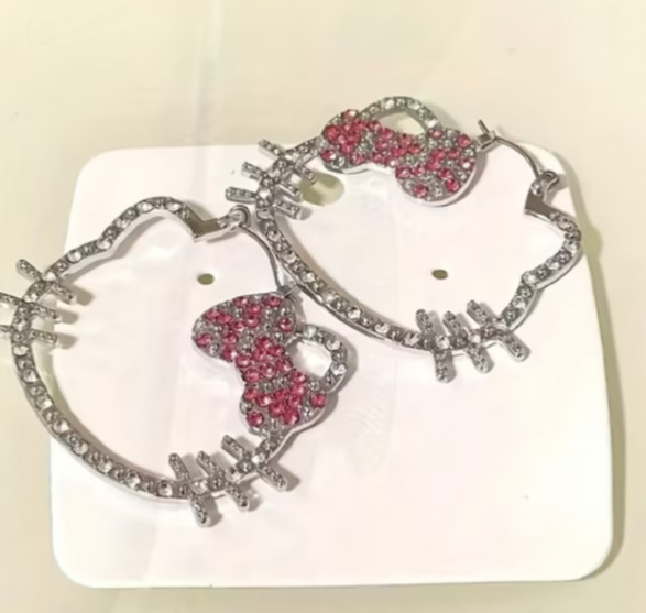 Sanrio Fashion Hello Kitty Earrings with a Mosaic Design