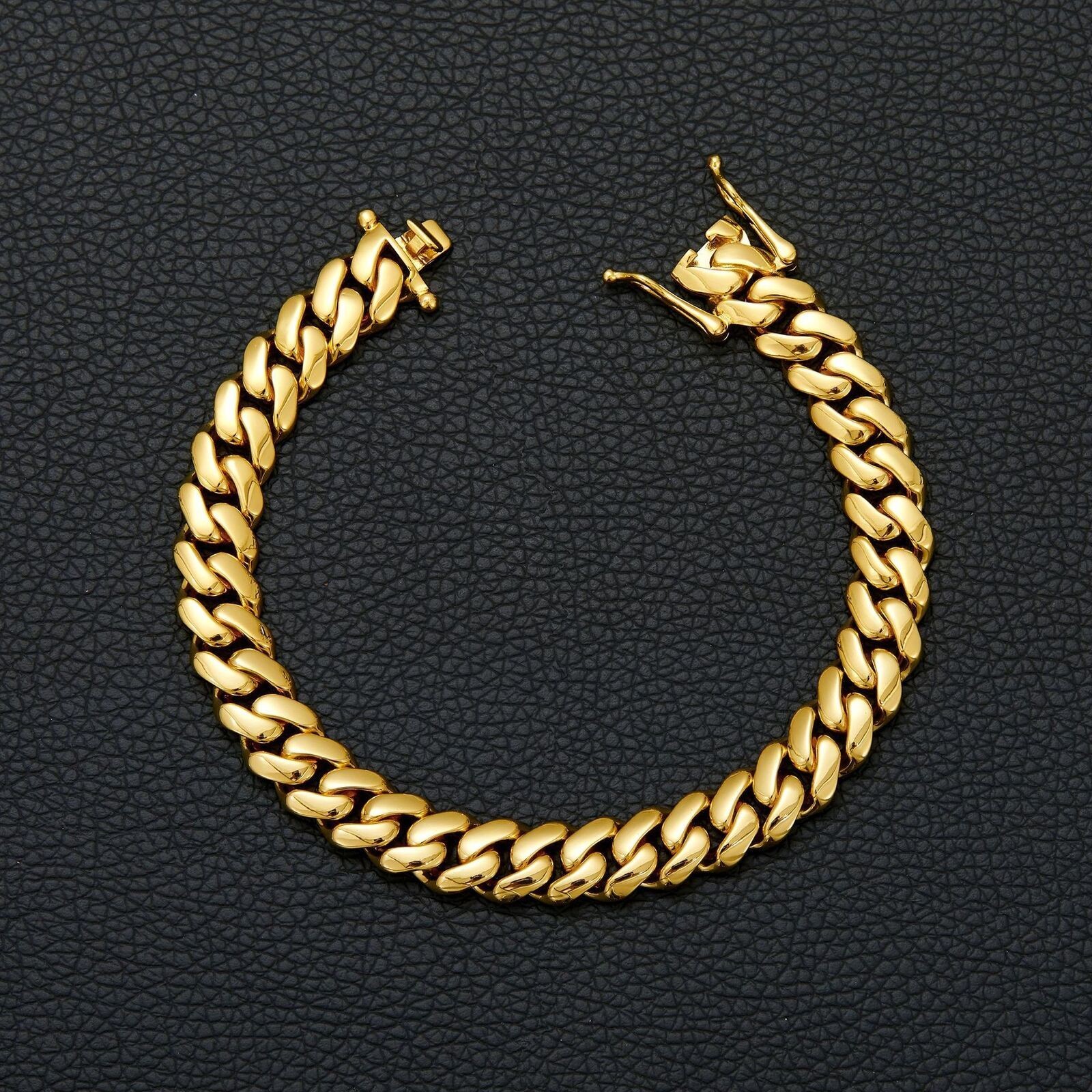 Miami Cuban Link Chain Necklace Bracelet 14k Gold Plated Stainless Steel 10-22mm