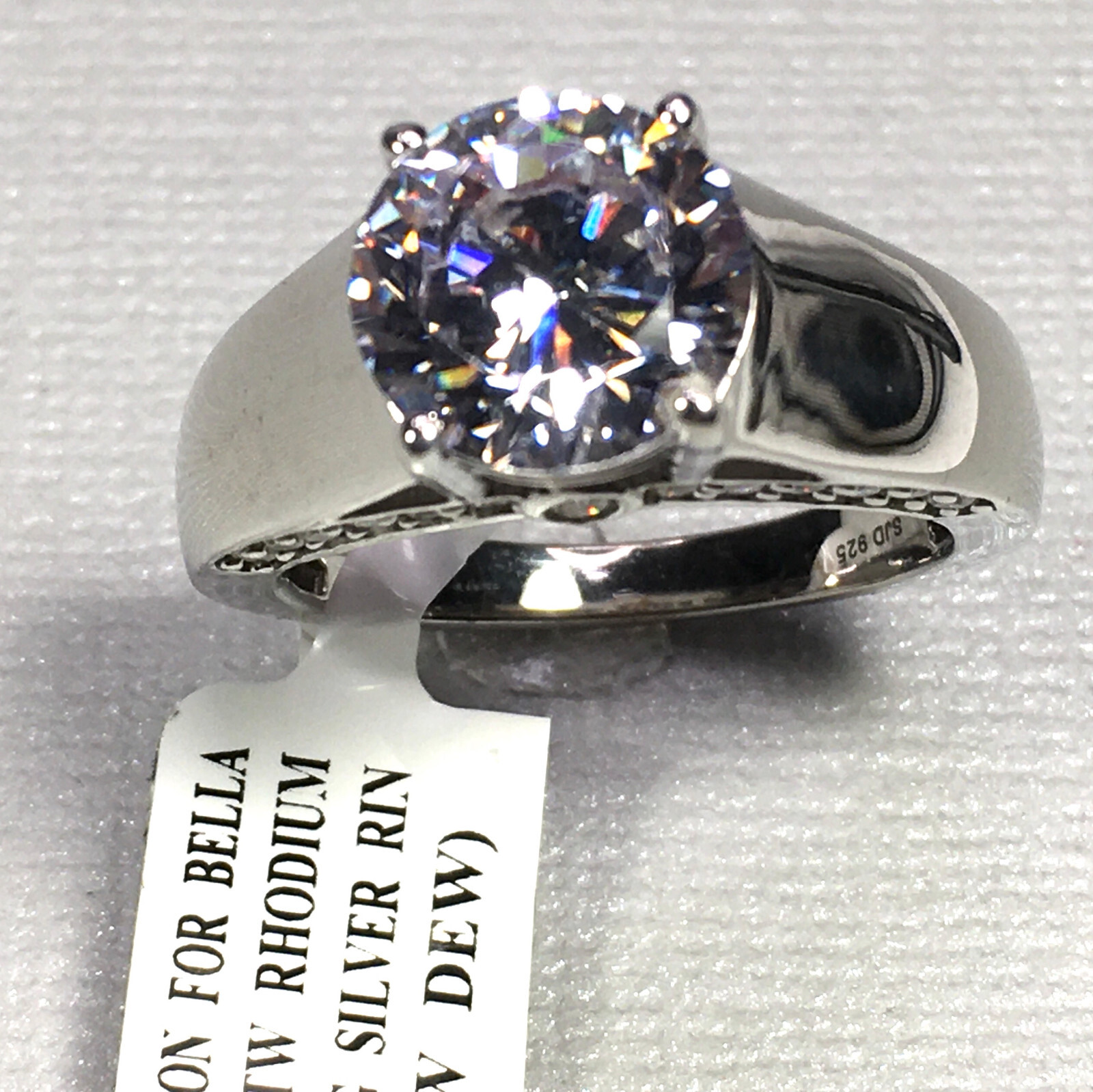 CHARLES WINSTON BELLA LUCE 7.83 CTW ZIRCONIA RHODIUM OVER STERLING RING SIZE 9