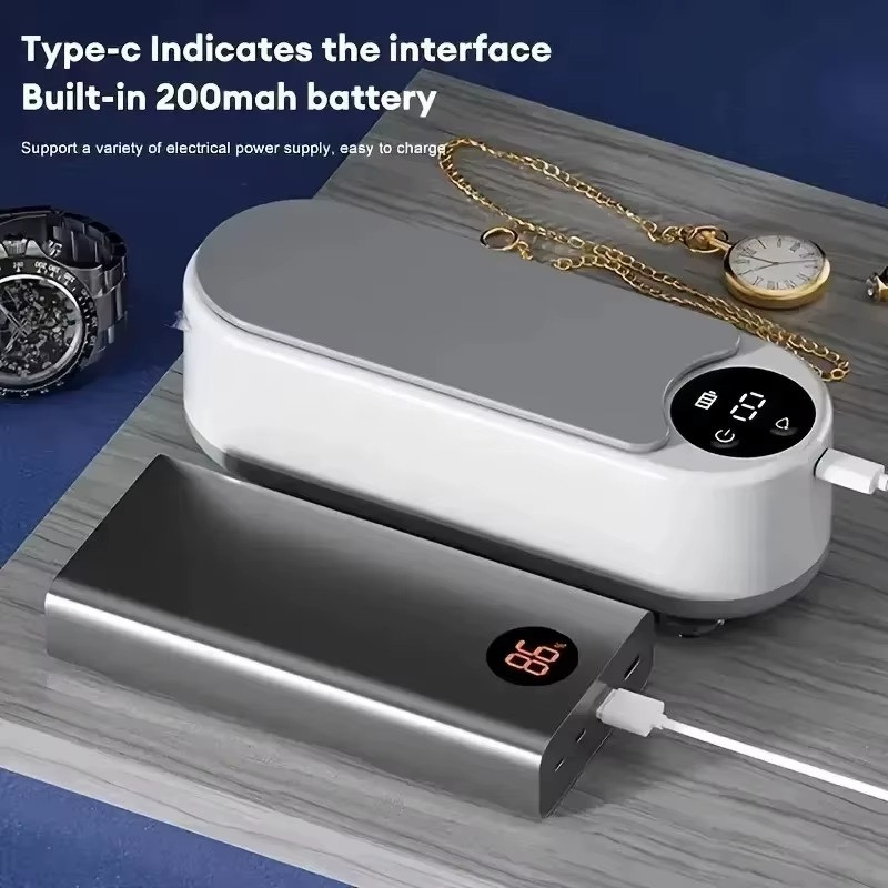 Portable 450ml Ultrasonic Cleaner Machine Jewelry Ring Glasses Brush