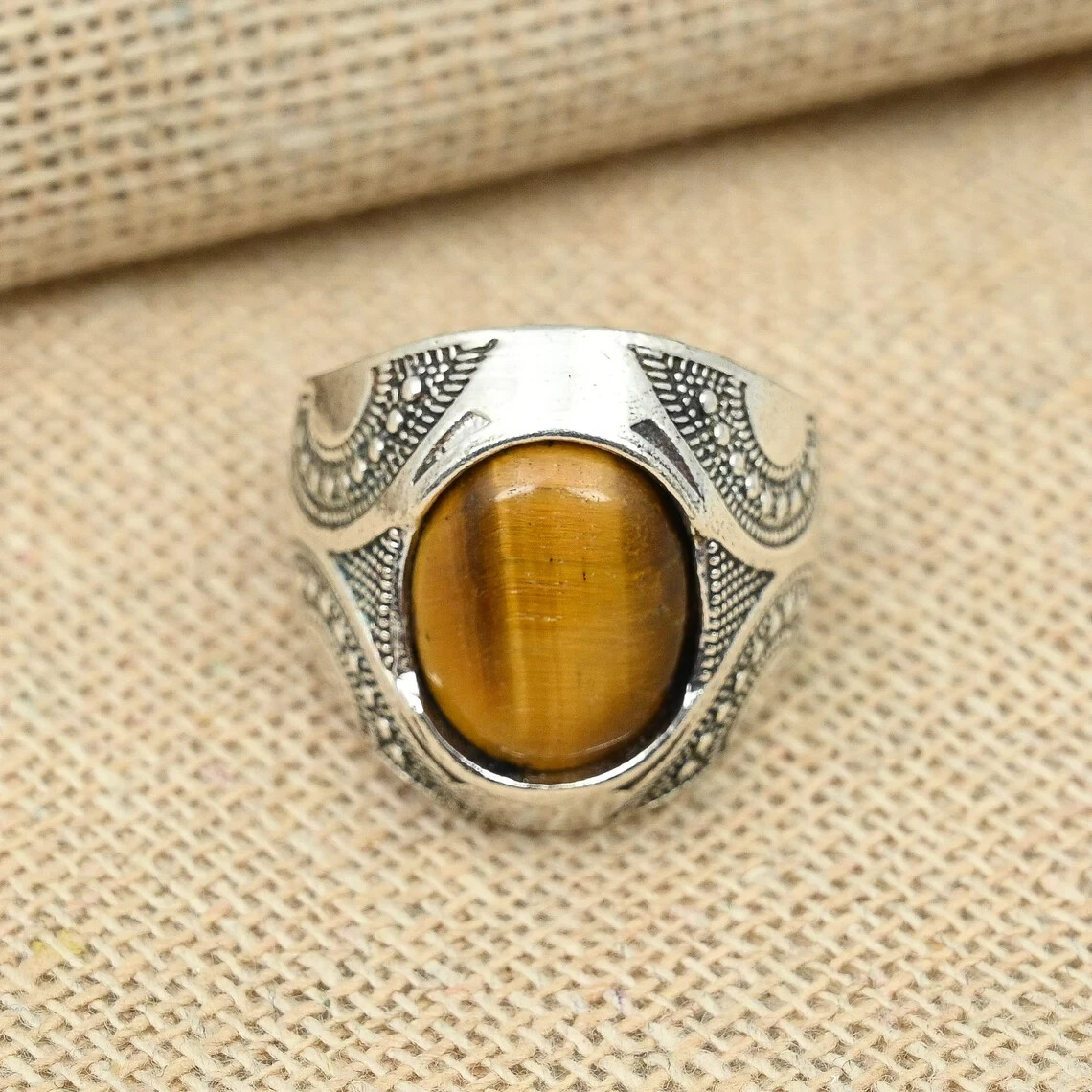 925 Sterling Silver Tiger Eye Gemstone Ring Statement Ring Engagement Gift Her