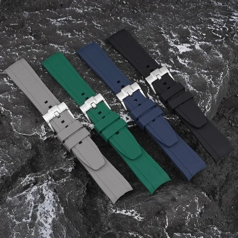 Curved End Rubber Strap 18/19/20/21/22mm Universal Silicone Watch Band Soft Spor