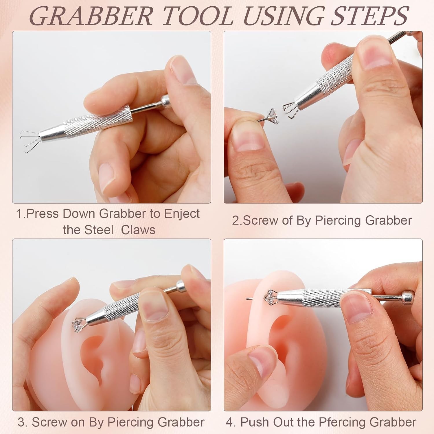 2Pcs Piercing Ball Grabber Tool for Changing Jewelry, Stianless Steel Flat Ba…