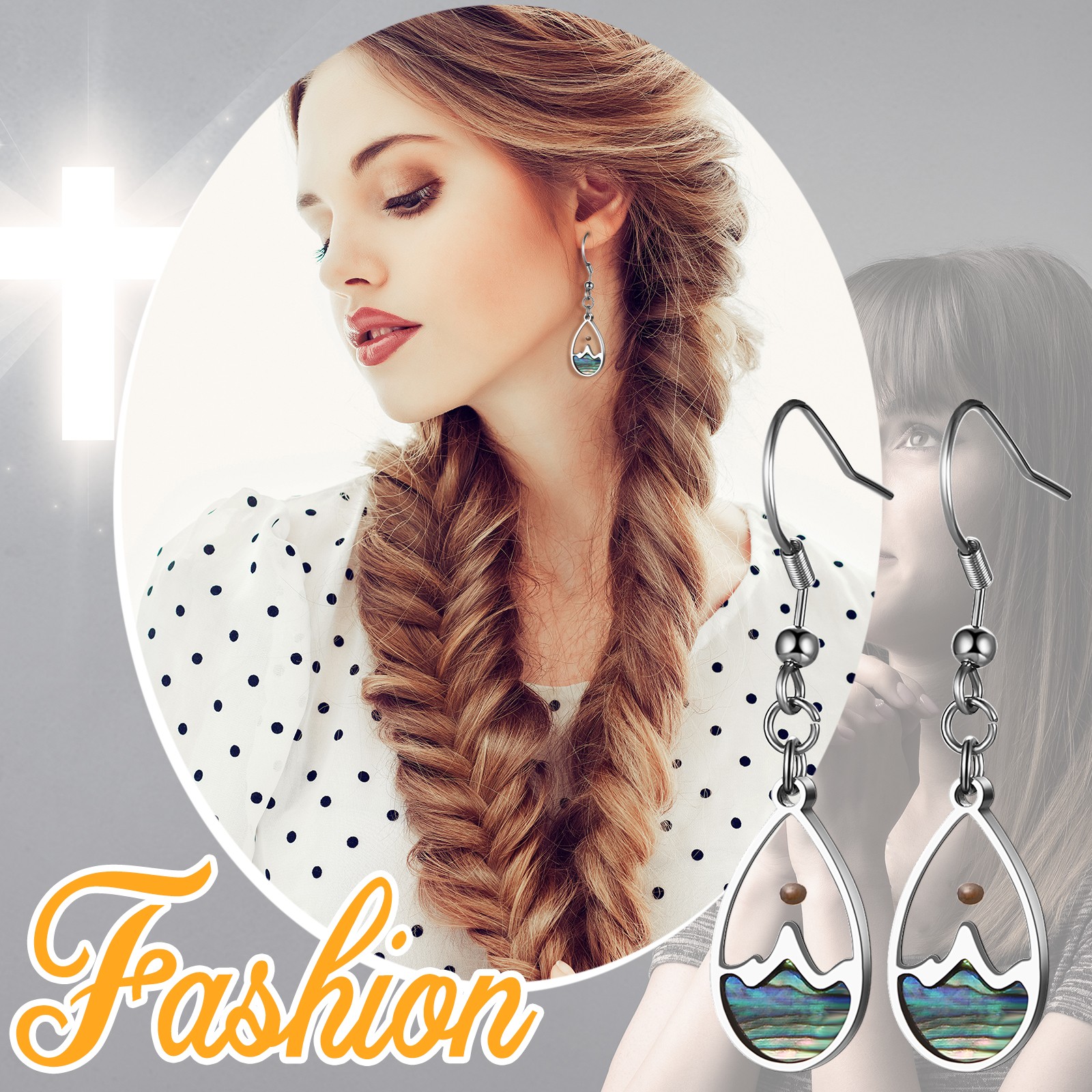 2pcs Women’s Christian Mustard Seed Abalone Shell Teardrop Earrings Faith Gift