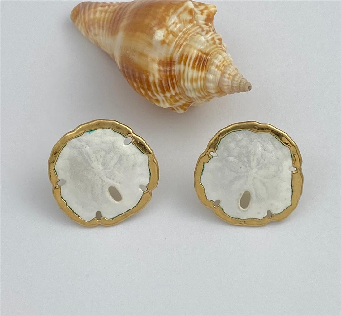 1970’s Vintage Gold Dipped Sand Dollar Post Earrings