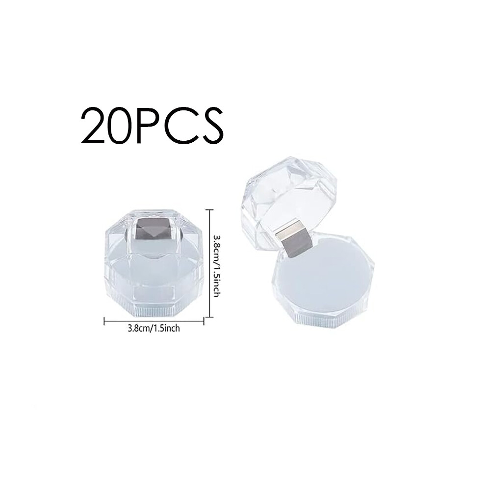 20pcs Transparent Plastic Crystal Lots Jewelry Ring Display Storage Boxes White