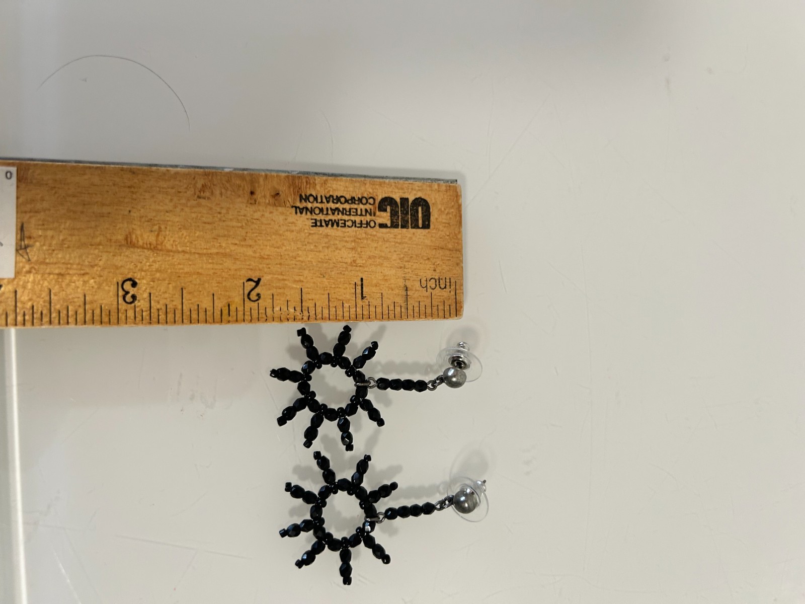 New Vintage Jablonex Czech Glass Seed Bead Starburst Earrings DaSen Carded Black