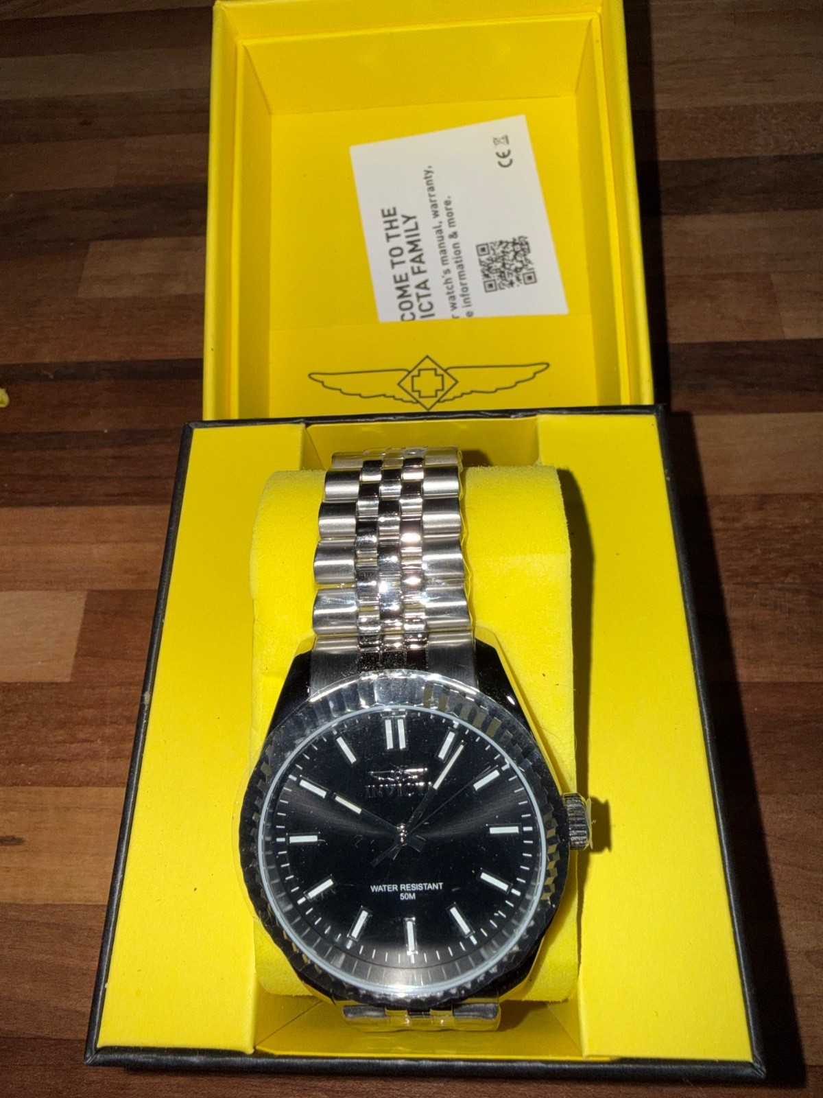 Invicta Men’s Stainless Steel Black Dial Quartz Watch with Original Box