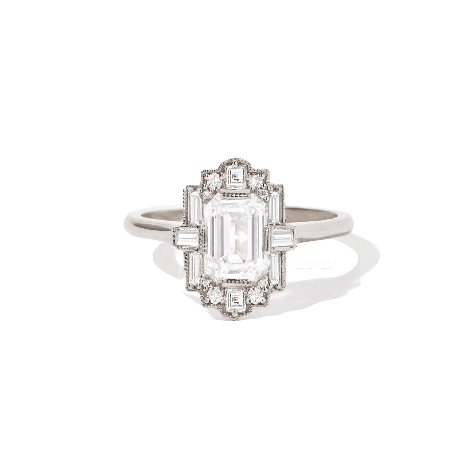 0.75 CT Emerald Cut Moissanite Engagement Ring 14K Yellow Gold Plated For Women