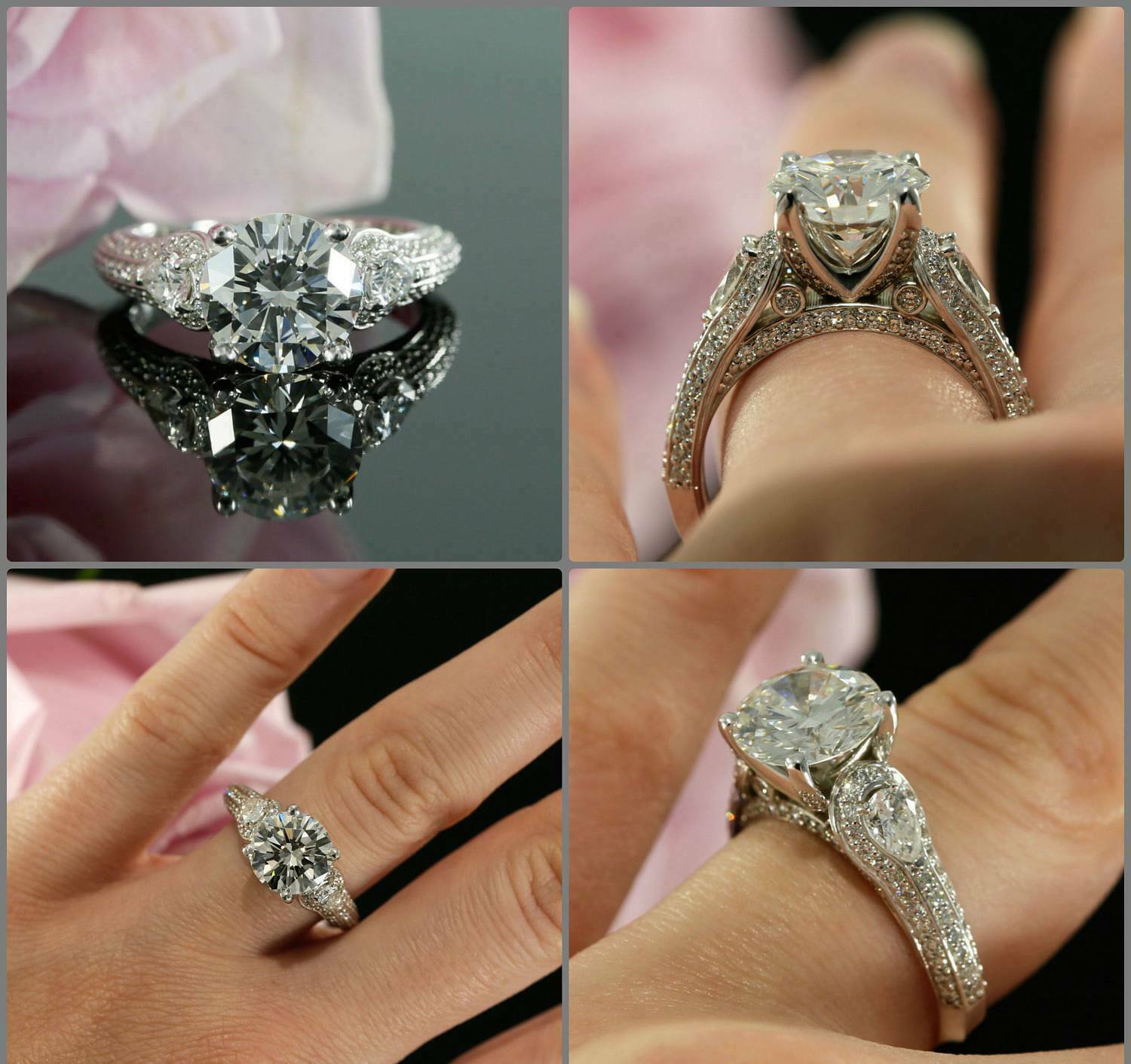 2.24 CT Round Lab Created Diamond Engagement Purpose 14Ct White Gold Finish Ring
