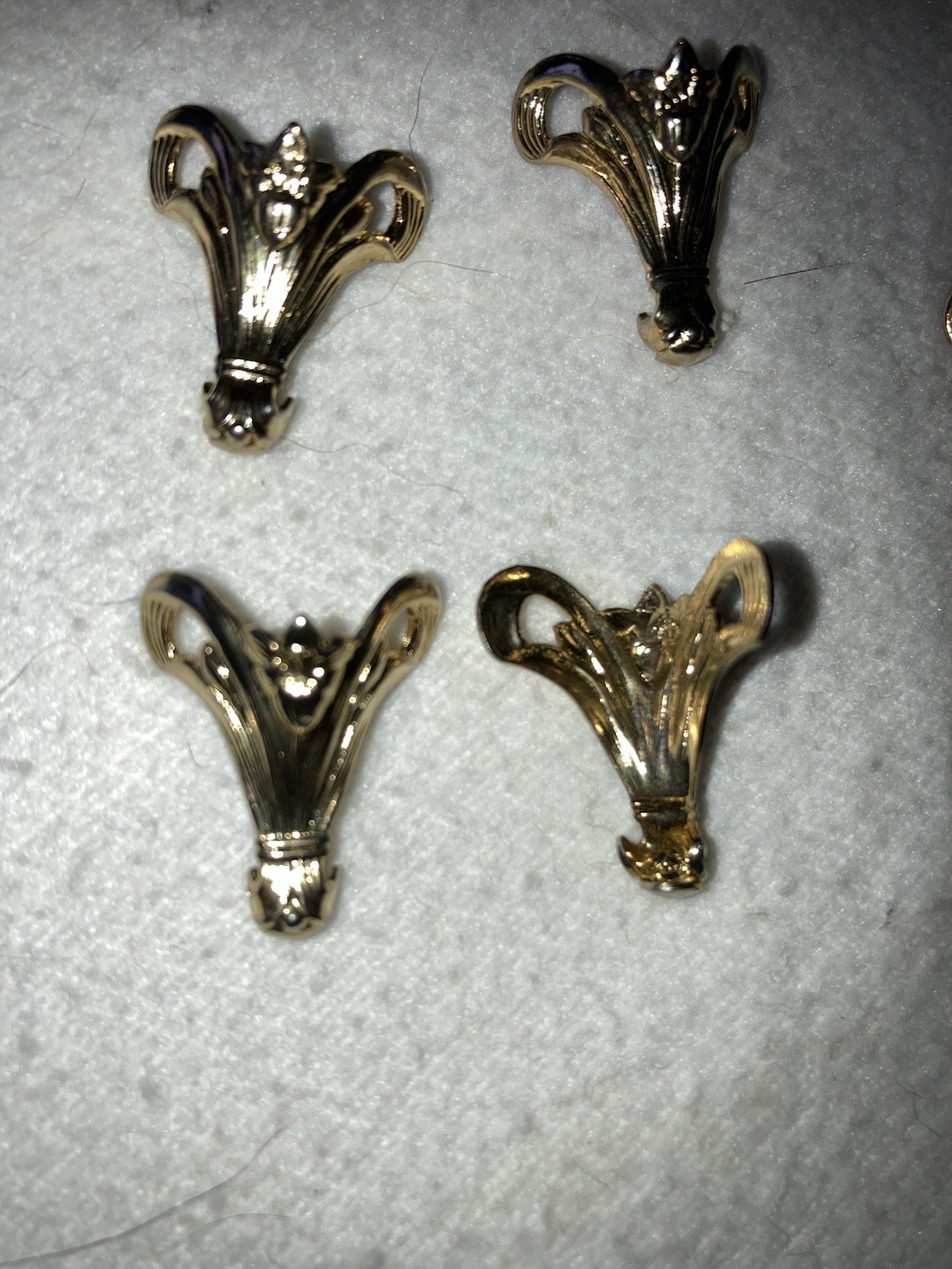 2 Sets of 4 Gold Plated Brass 7/8” Tall Folded Corner Findings Stampings