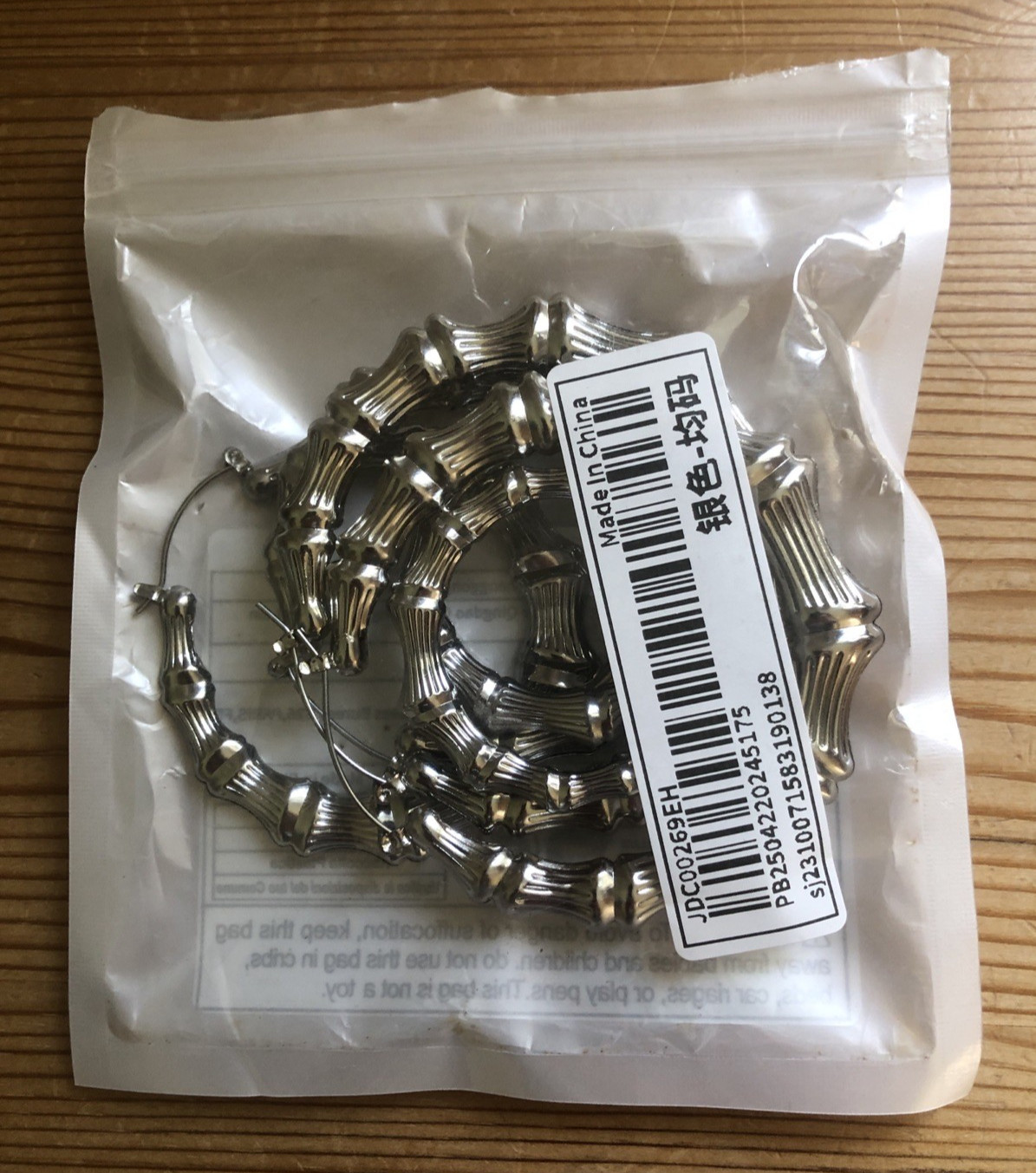 Women’s Silver Coloured Hoop Earrings For Pierced Ears In Iron Alloy – 3 Pairs