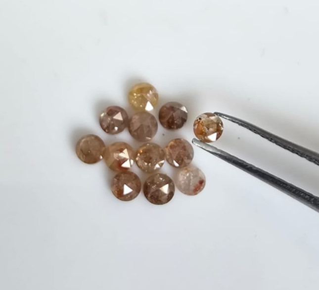 Reddish Round Rose Cut Natural Diamond 3mm to 4mm (12pcs) for Jewelry