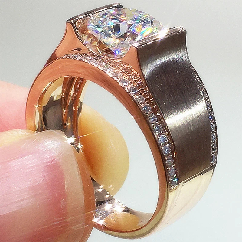 2.30Ct Lab Created Diamond Men’s Solitaire Engagement Ring 14K Rose Gold Plated