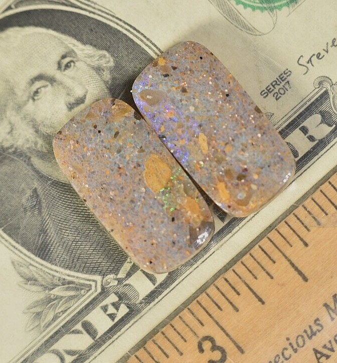 Matched Pair Louisiana Opal Cabochon Gem Opal Natural Untreated 20.50 cts.