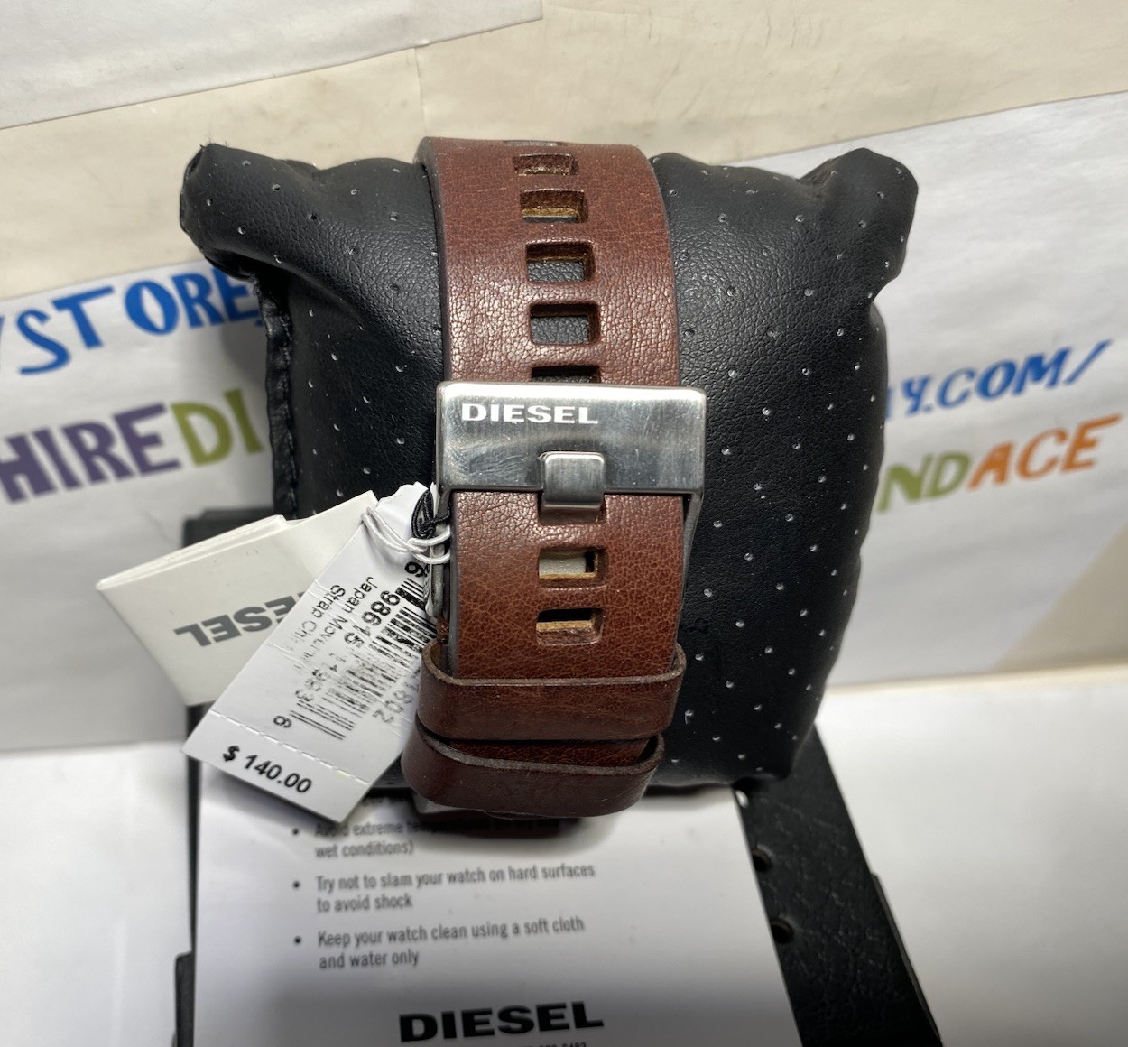 Diesel Men’s 46 x 53 mm Brushed Gunmetal Brown Leather Watch DZ1802 BRAND NEW!