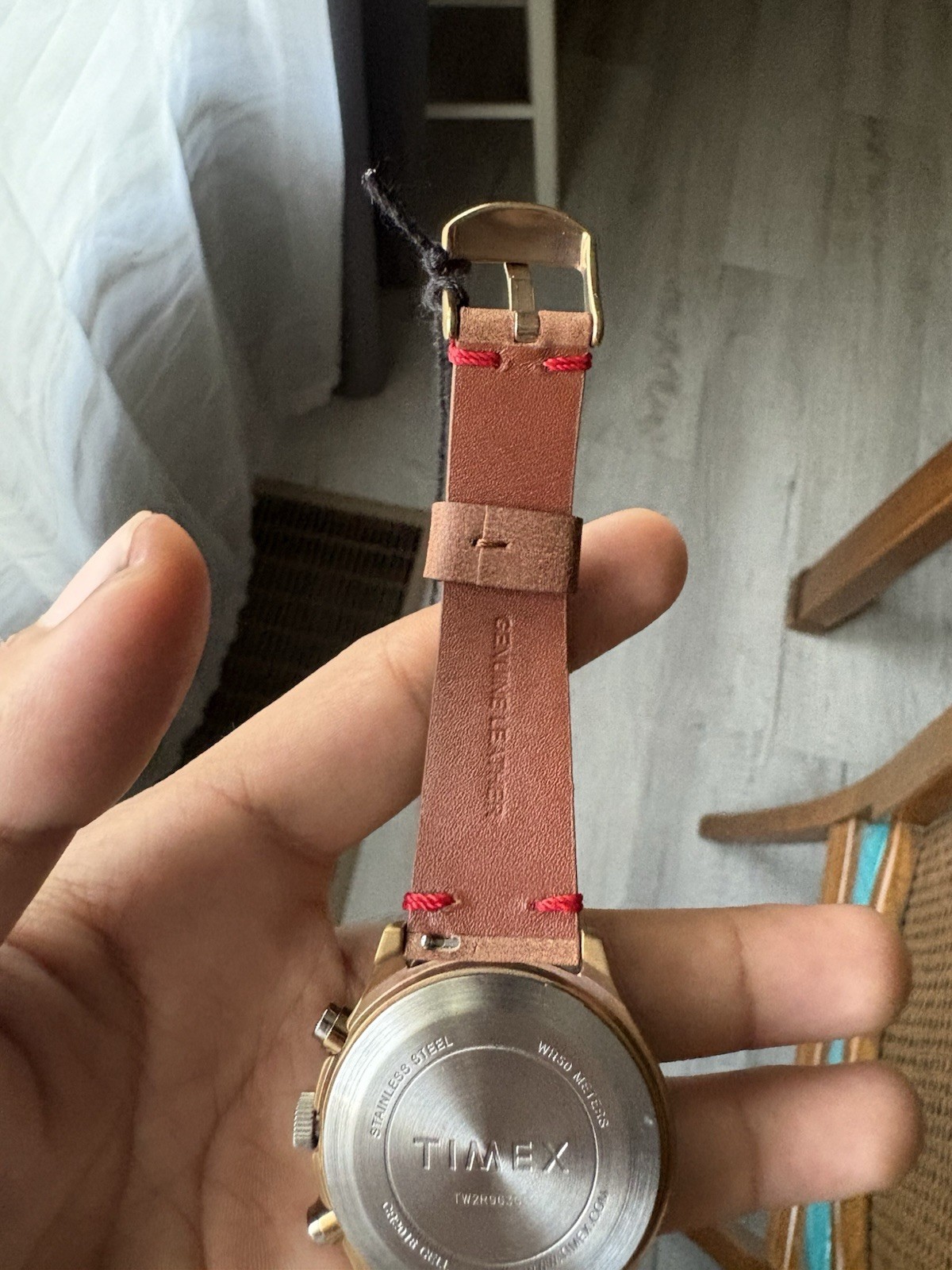 NEW Timex MK1 Rose Gold Steel Chronograph Leather Strap Watch TW2R96300