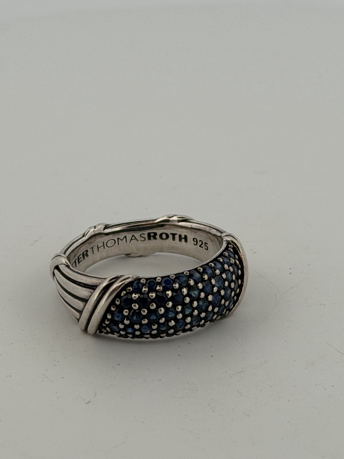 Peter Thomas Roth Signature Classic Band Ring blue sapphires sterling silver 10