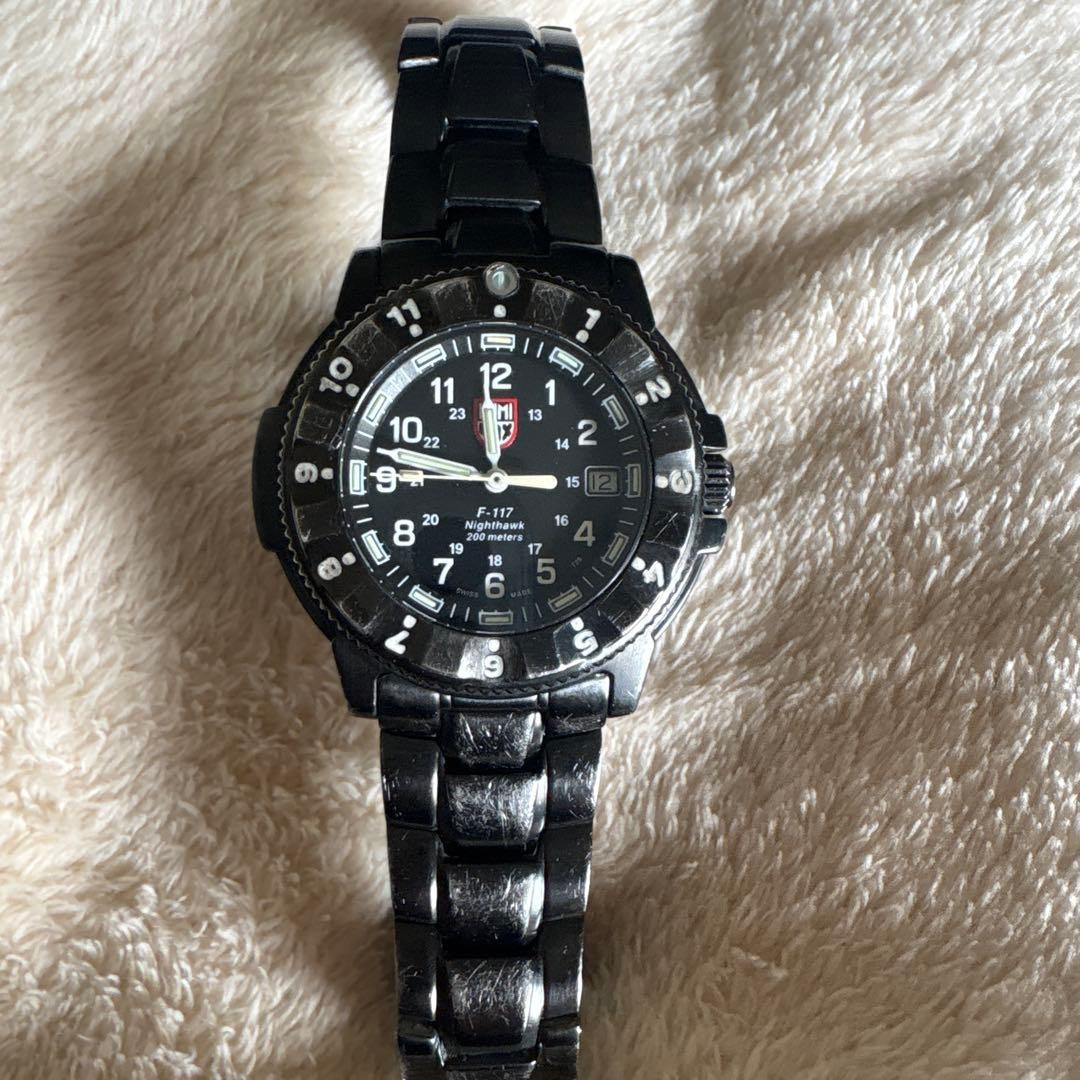 LUMINOX F 117 NIGHTHAWK 200m Black Working Condition