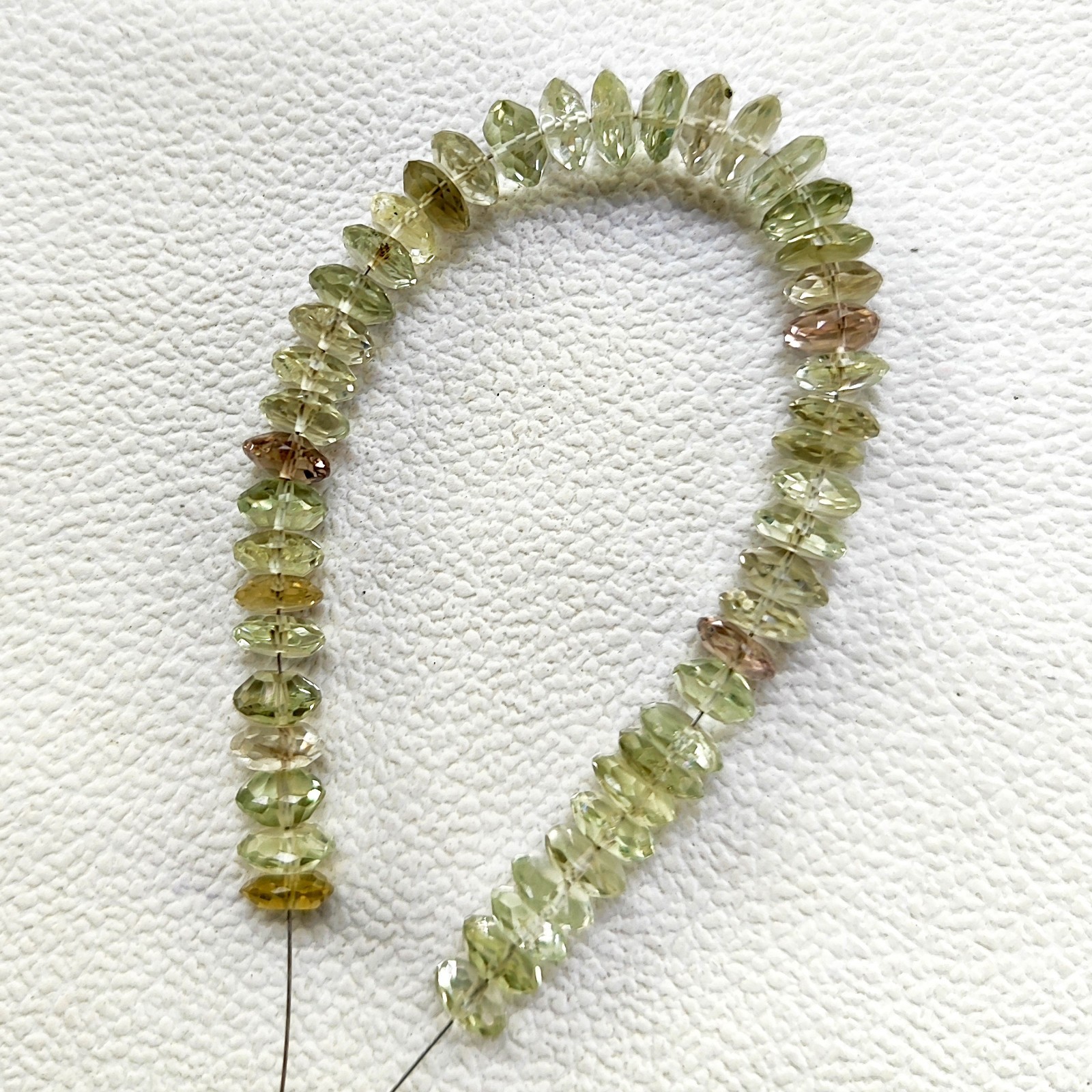 Brazil Green Amethyst Prasiolite Faceted Rondelle Beads 7-8mm 6″ Gem Strand
