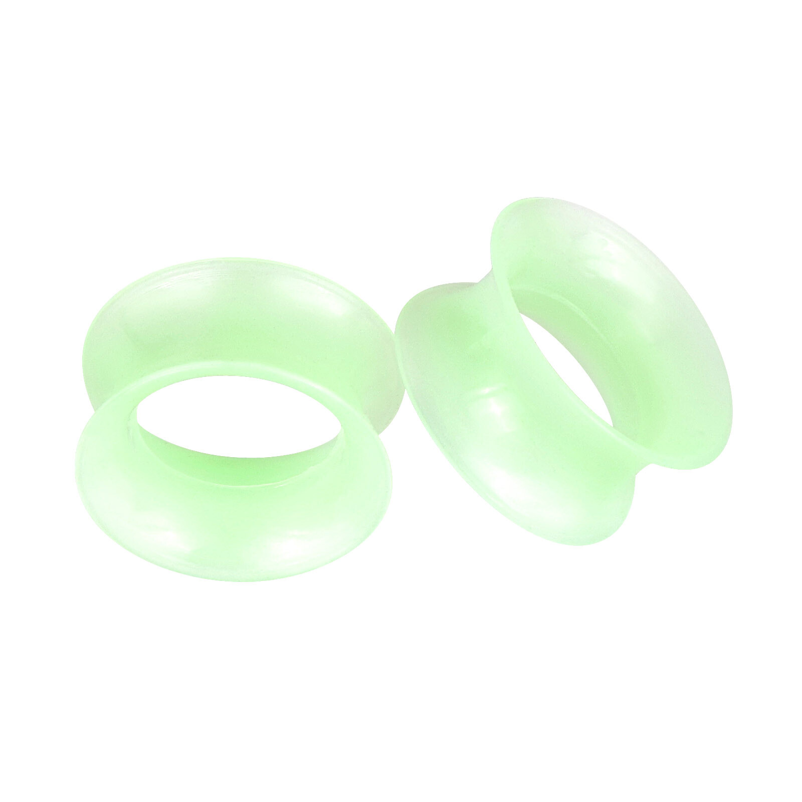Pair of Thin Flexible Silicone Ear Skins Glow in the Dark/Glitter Flesh Tunnels
