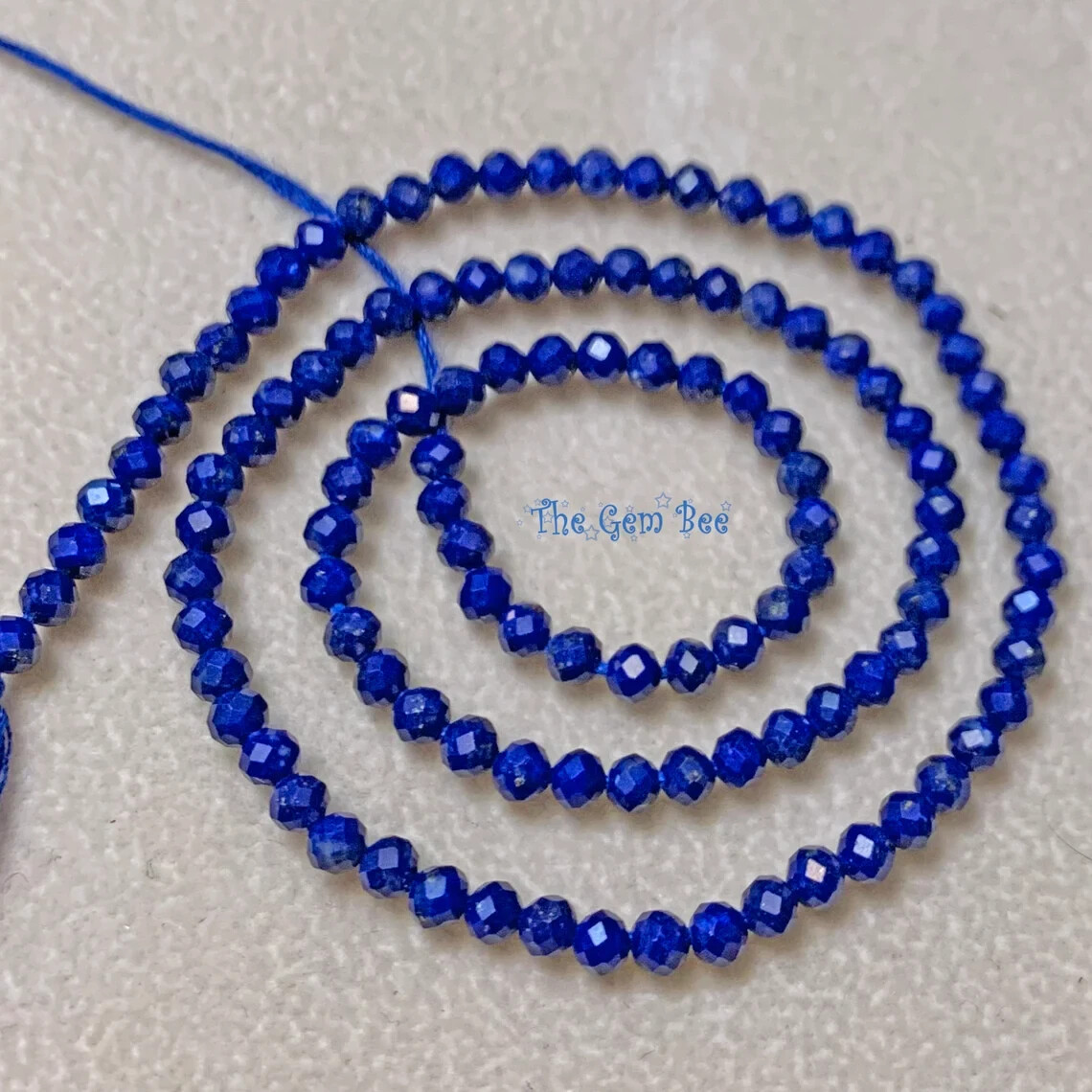 3mm Royal Blue Afghani Lapis Lazuli Faceted Round Rondelle Beads 13 inch Strand