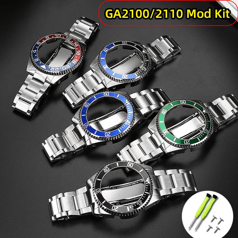 Stainless Steel Case For CasiOak GA2100 GA-B2100 ga2110 Mod kit metal case strap