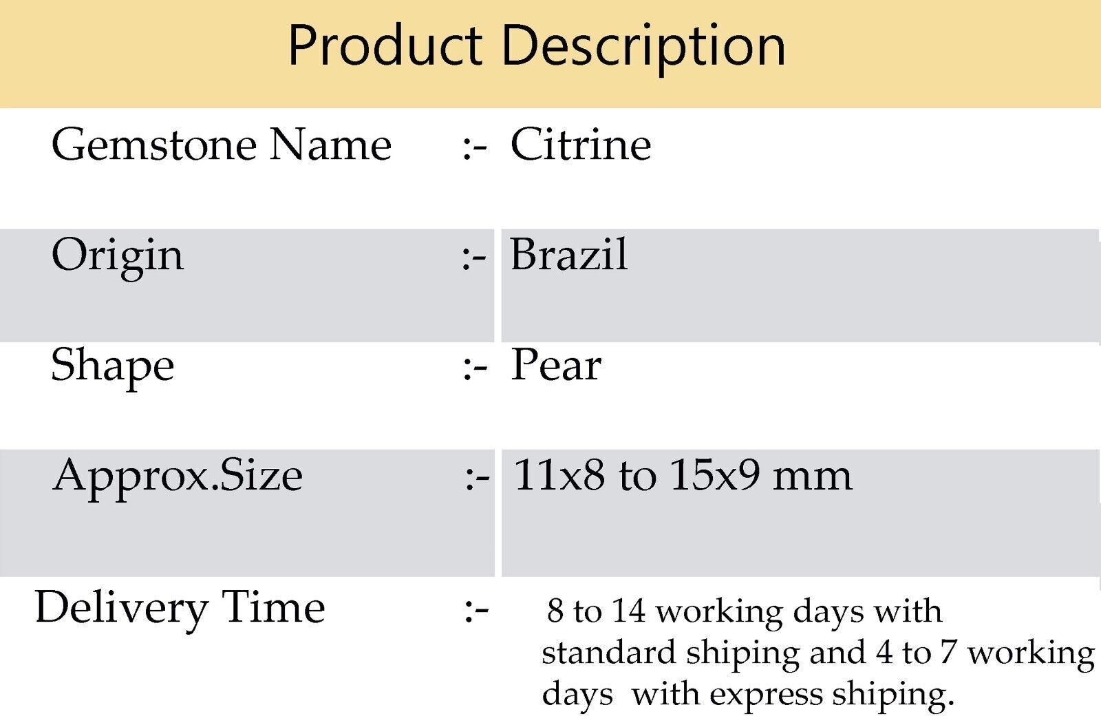 Natural Citrine Gemstone 11×8 to 15×9 mm Size Smooth Pear Shape Beads 7″ Strand