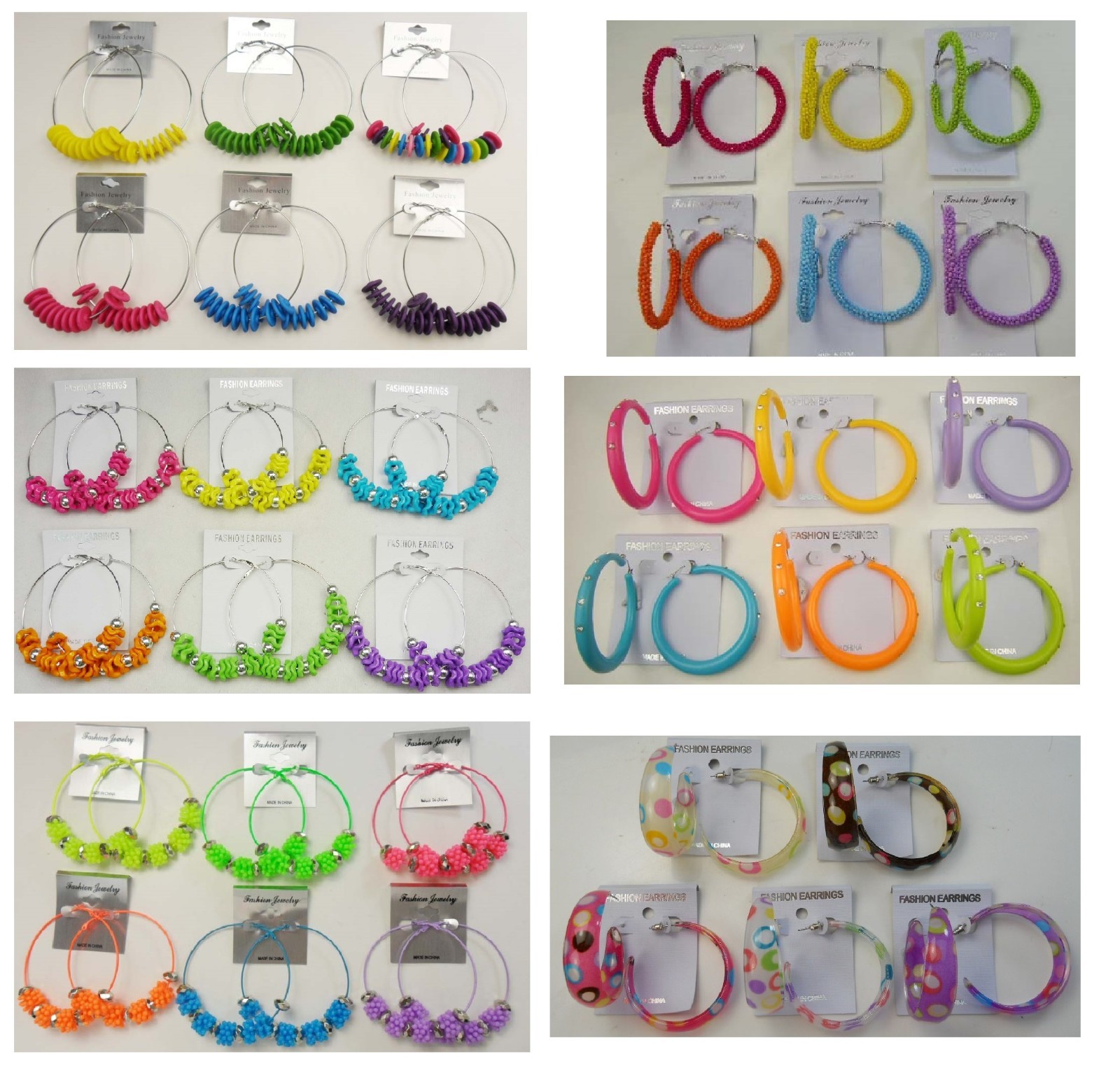 A-50 Wholesale Jewelry lot 10 pairs Colorful Fashion Hoop Earrings