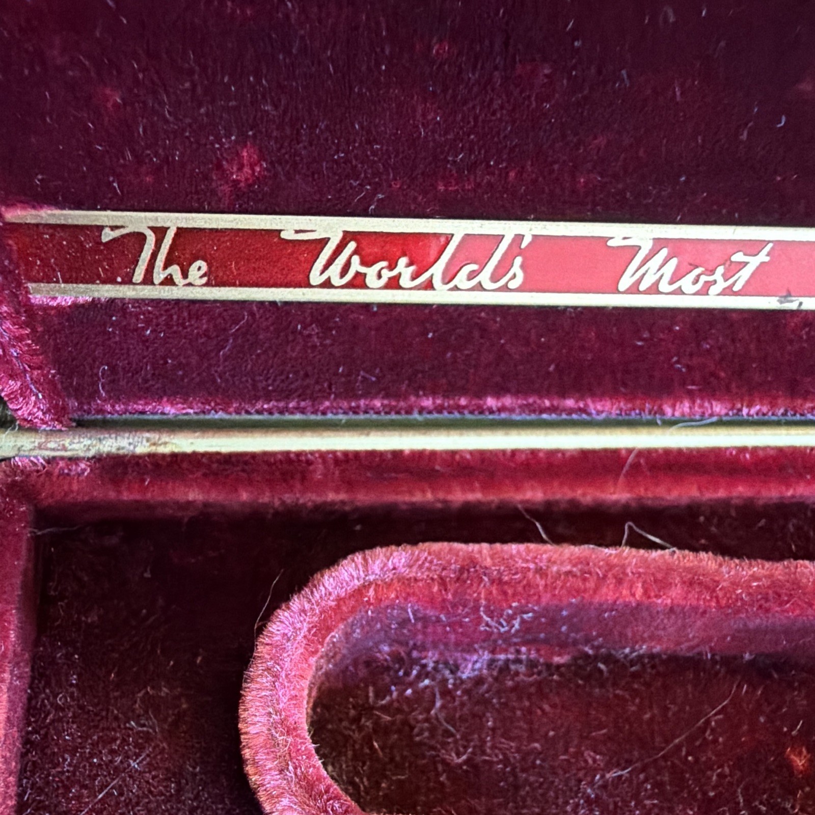 Vintage Longines Watch Box Red Velvet Metal Coffin Case Worlds Most Honored Empt