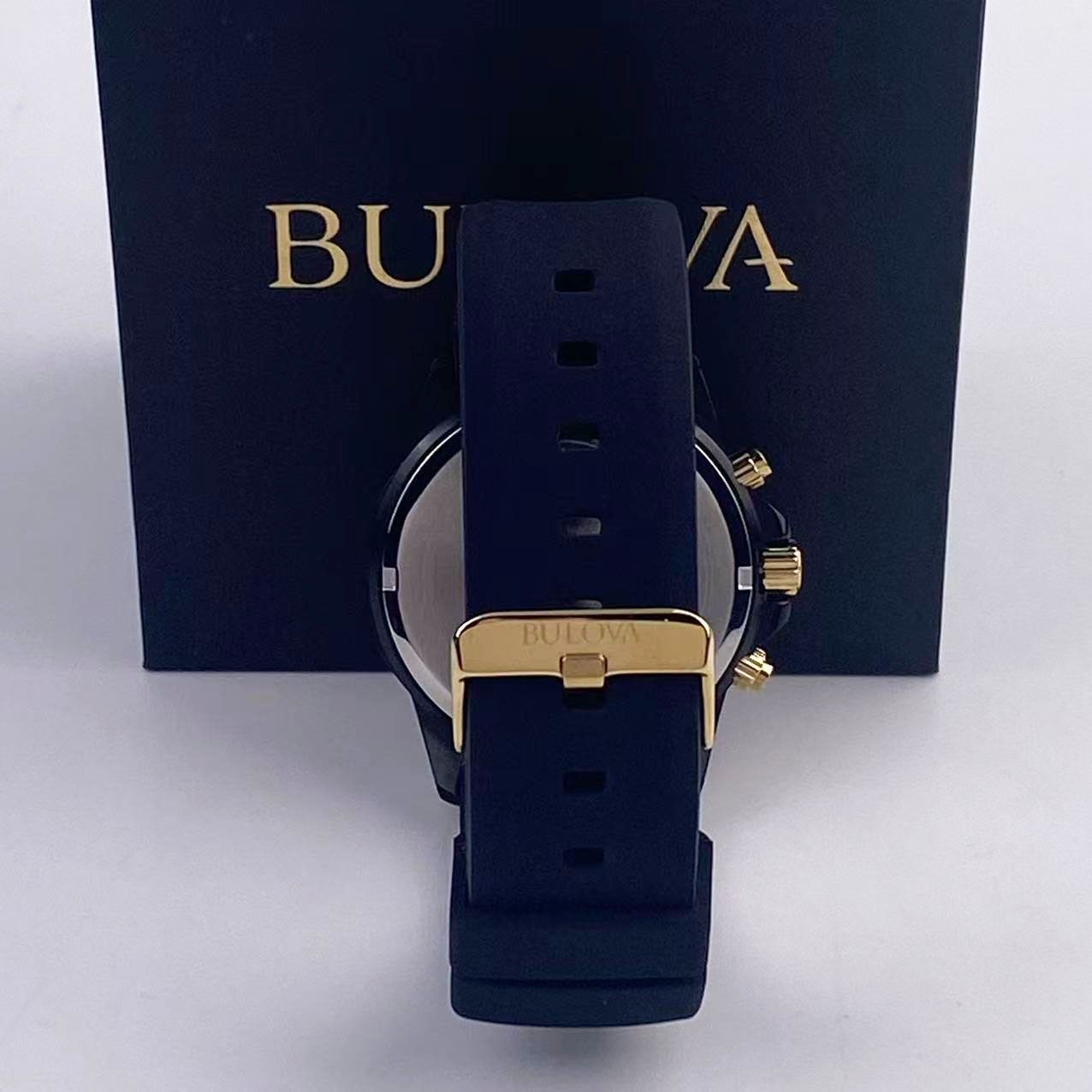 New Bulova Marine Star -98B278- Men’s Chronograph Quartz Watch Black Dial 44 mm