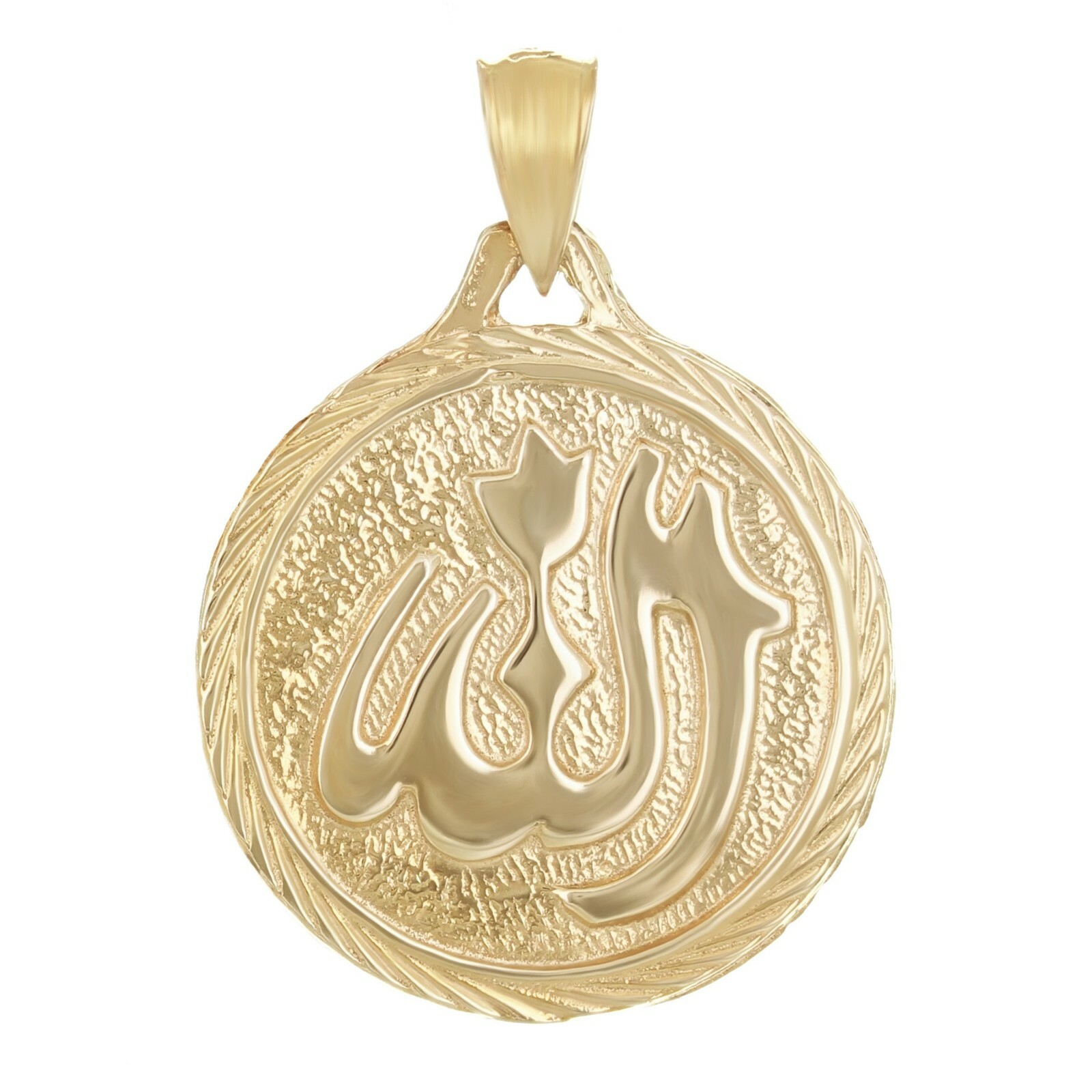 14k Yellow Gold Muslim Arabic Allah God Charm Pendant 1″ 3.2 grams
