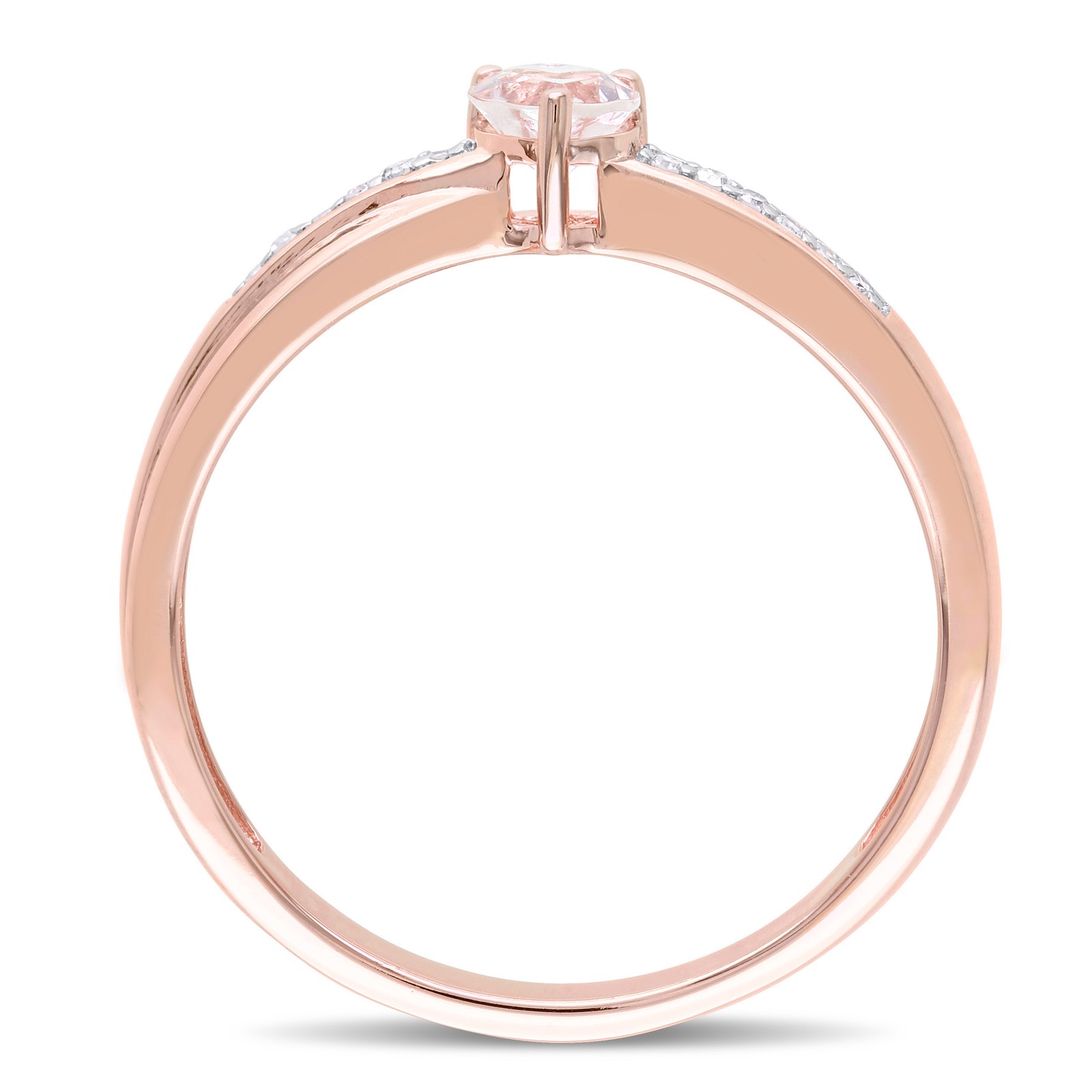 Amour Rose Plated Sterling Silver Morganite & Diamond Accent Crossover Ring