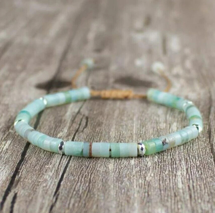 4mm Beads Natural Amazonite Crystal Gemstone Dainty Bracelet Healing Energy Gift