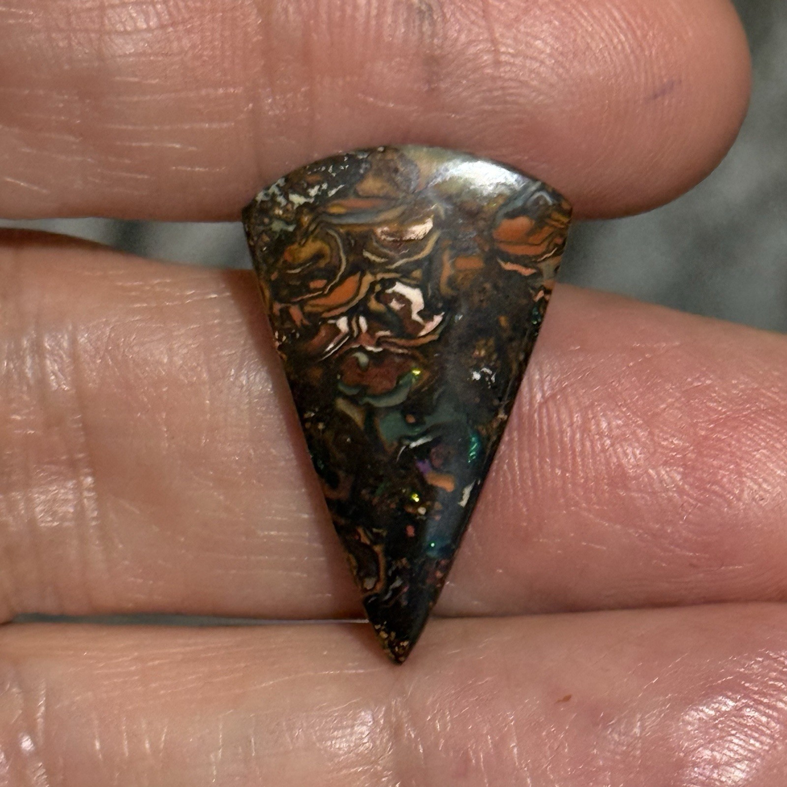 11ct 25×15.8×3.7mm Colorful Australian Koroit Boulder Opal Drop Cabochon Gem
