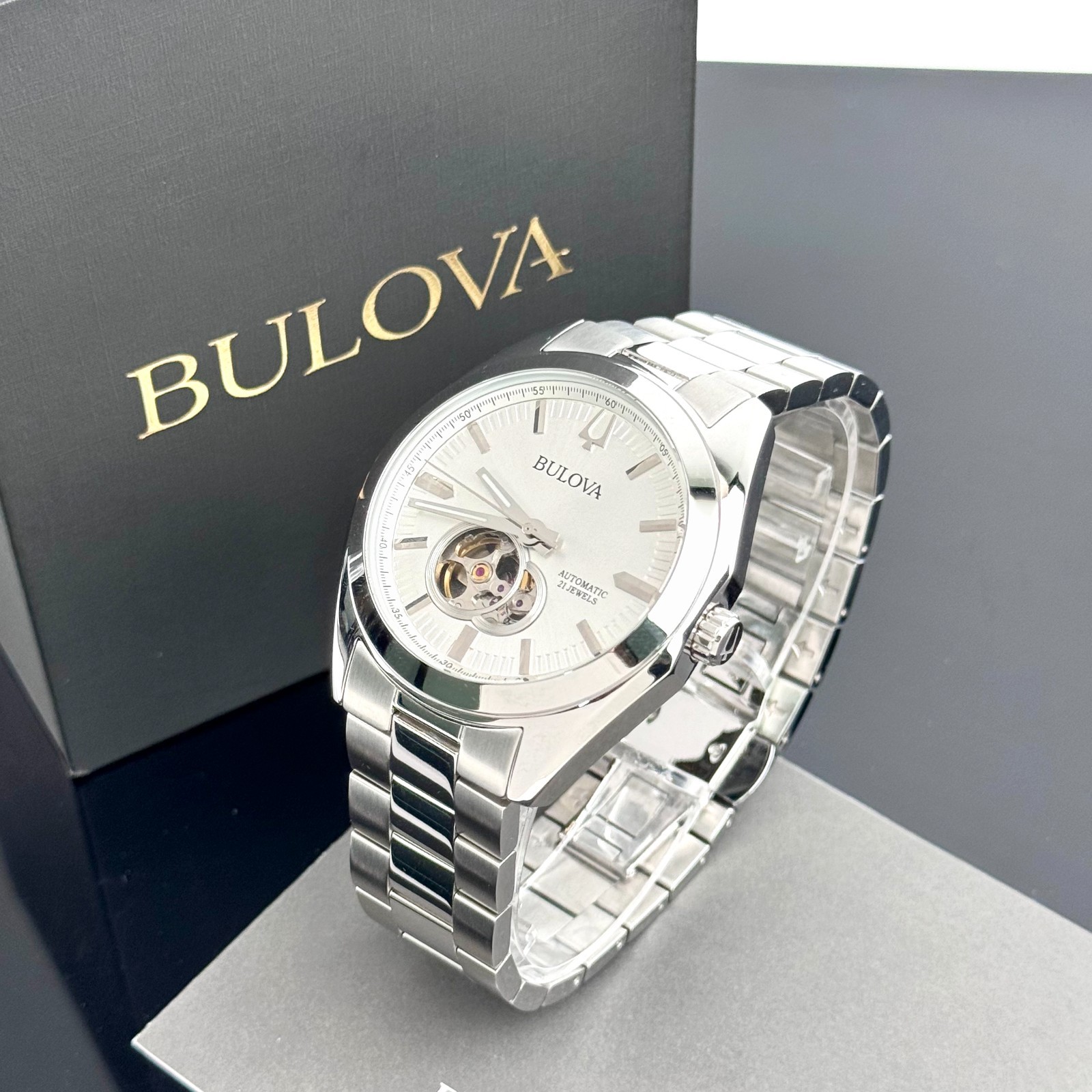 Bulova Classic Surveyor 96A274 Silver Tone Automatic Stainless Steel Men’s Watch