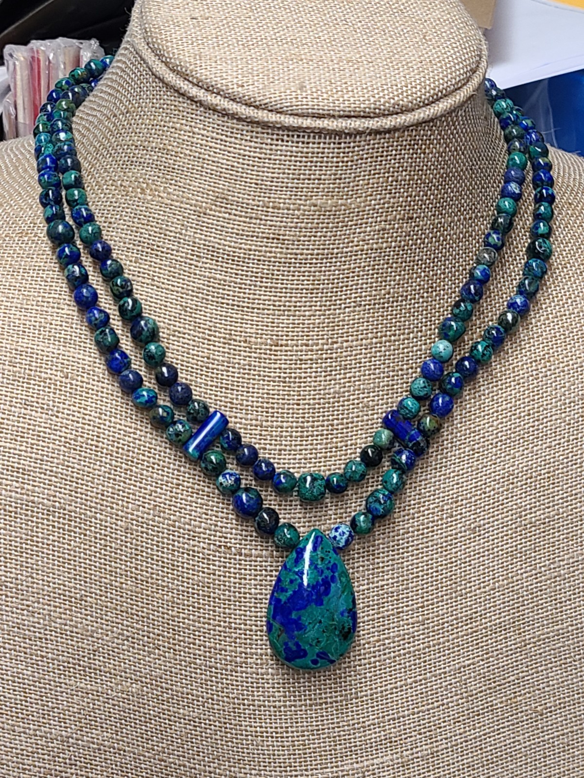 Jay King Sterling Silver Milpillas Azurite-Malachite Necklace