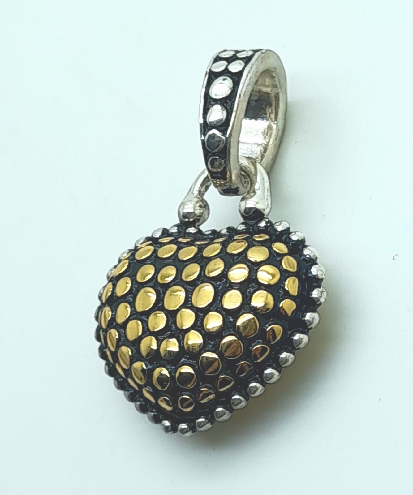 Vintage heart shape black & Silver & gold Dots Texture fashion jewelry Pendant 7