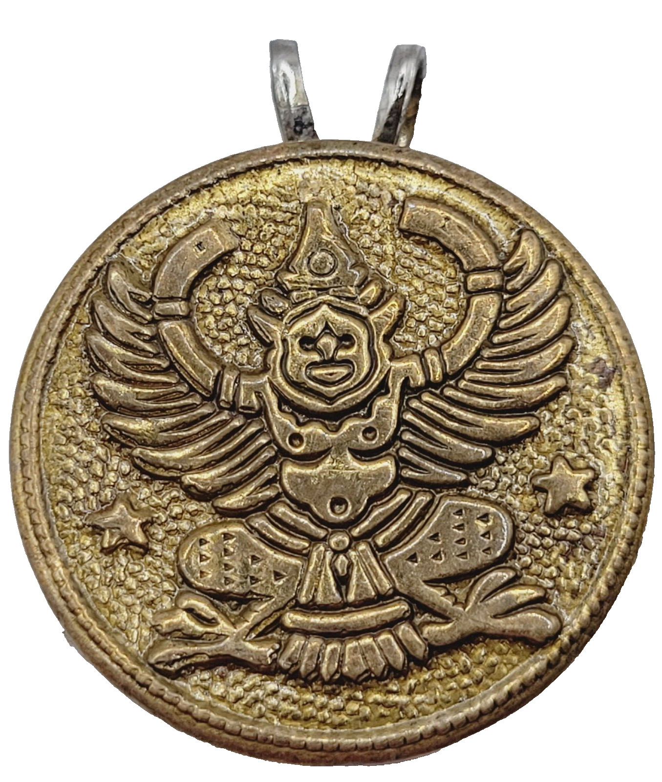 Tibetan Copper Garuda Amulet Pendant Buddhist Phaya Krut Talisman Button Pendant