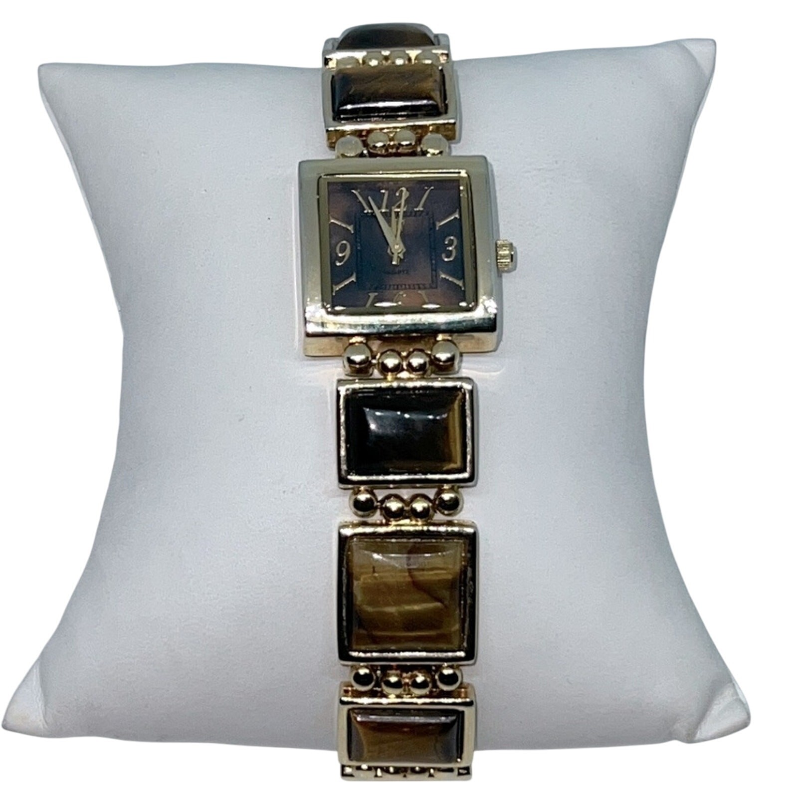 Burgi Gold Tone Tigers Eye Watch