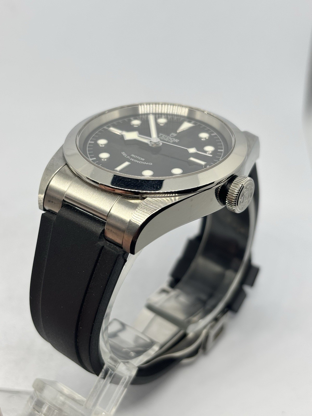 Rubber Watch Strap For Tudor Black Bay 41 22mm 12mm Black Deployant Clasp