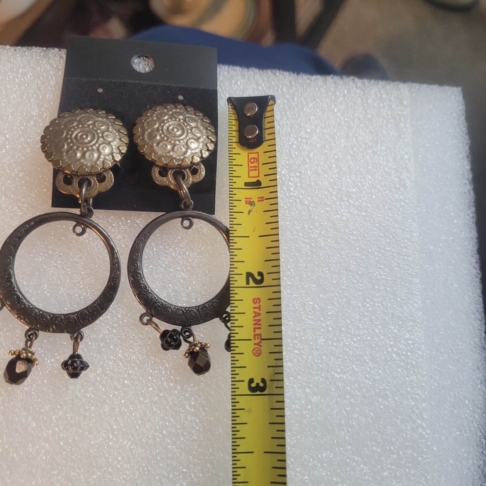 Marjorie Baer MB SF Boho Festival Mixed Metal Big Hoop Dangle Clip On Earring
