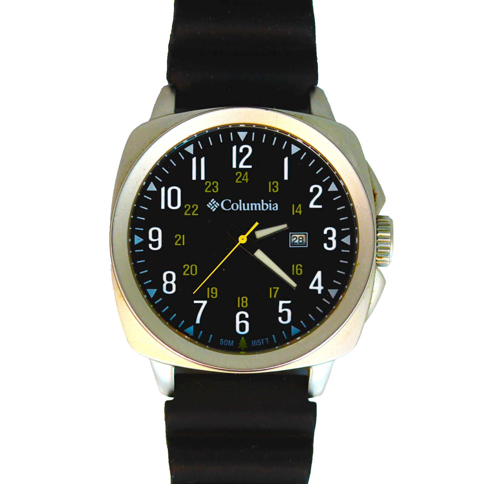 New Columbia, 12/24 Hour Date Extra Big Dial, Rubber Band, Cornerstone Watch $89