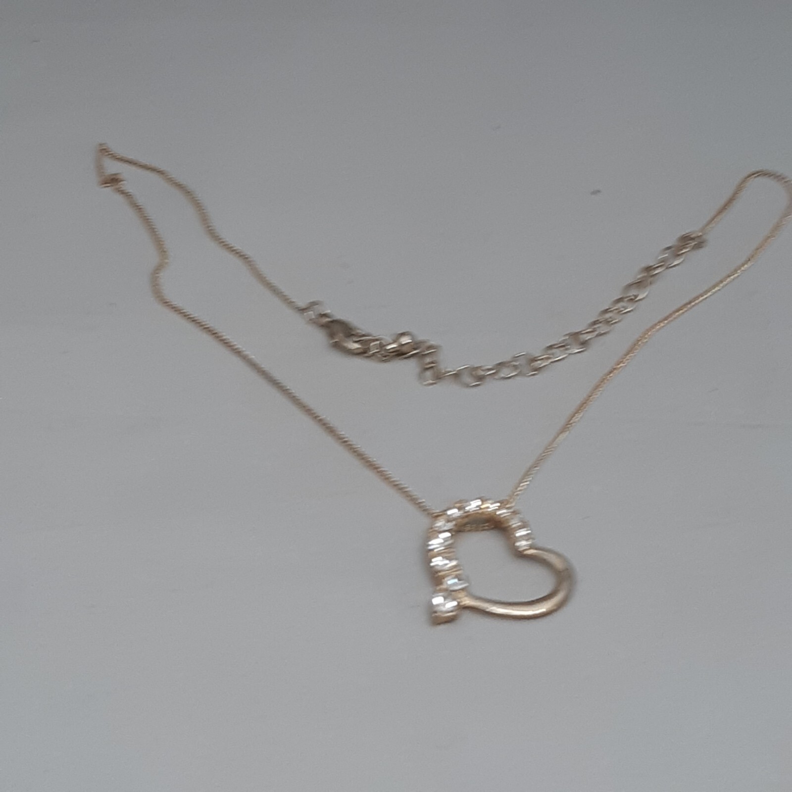 Gold Tone Necklace with Heart Pendant and Sparkly Crystals Rhinestones 36 cm