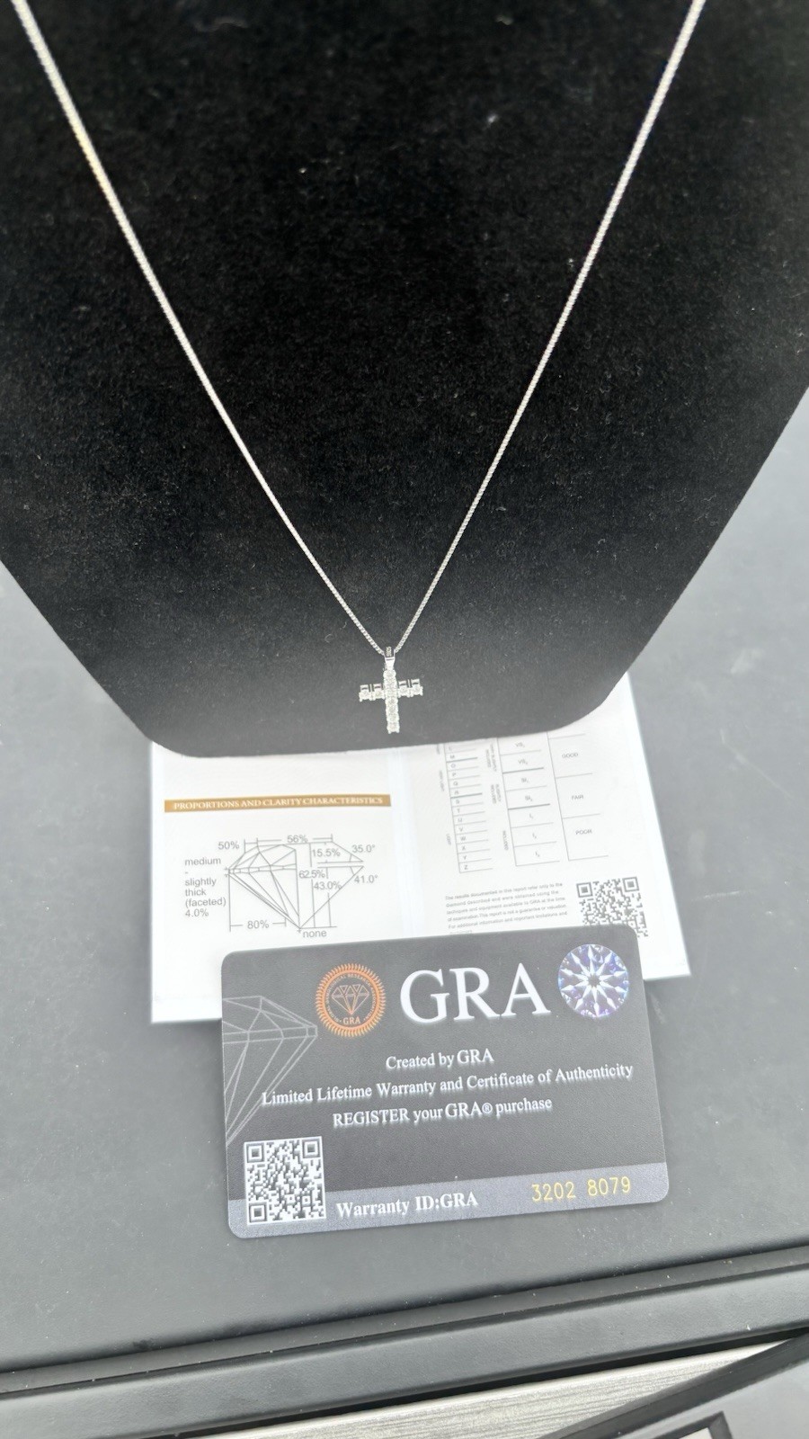 18″ GRA Certified Moissanite Cross Pendant