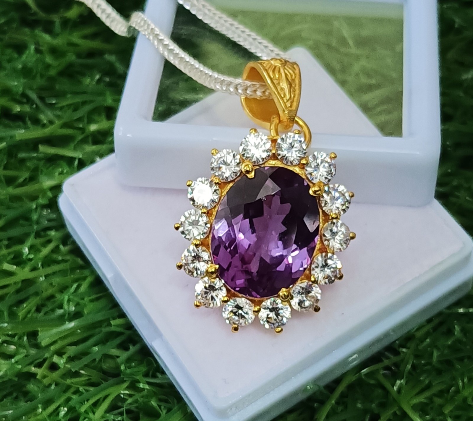 39 Ct Natural Alexandrite Pendant –Certified Bio- Gem in Silver 925 With Chain