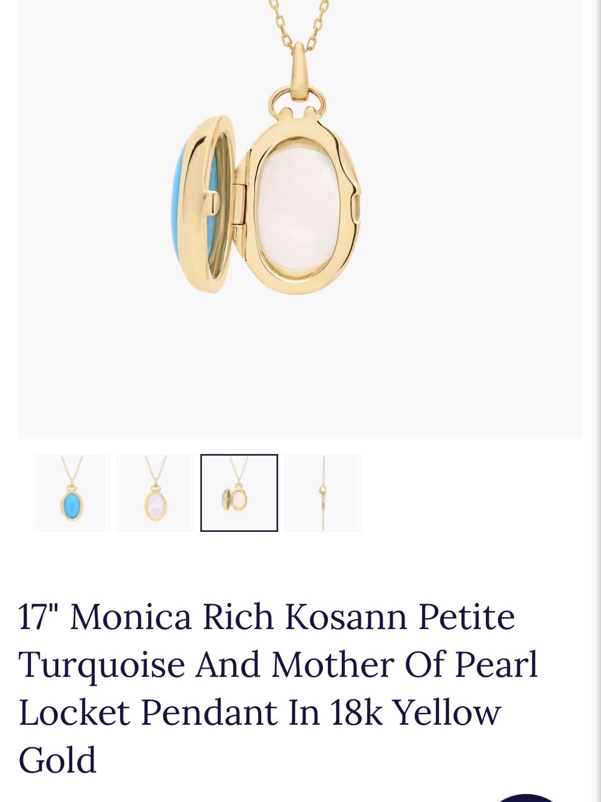 Monica Rich Kosann 17in Locket in Turquoise and mother of pearl 18k YG